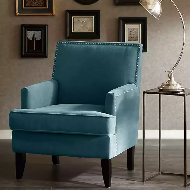 Accent Chairs-Kirklands Home Carlton Accent Chair with Nailhead Trim Blue