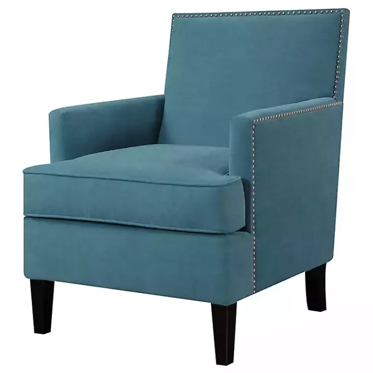 Accent Chairs-Kirklands Home Carlton Accent Chair with Nailhead Trim Blue