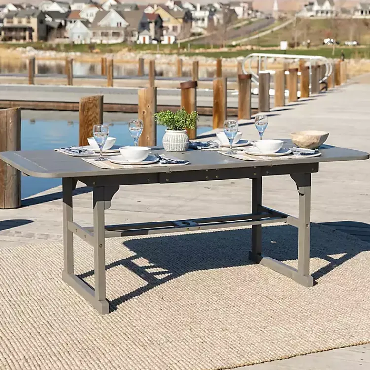 Outdoor Dining-Kirklands Home Wash Extendable Outdoor Dining Table Gray