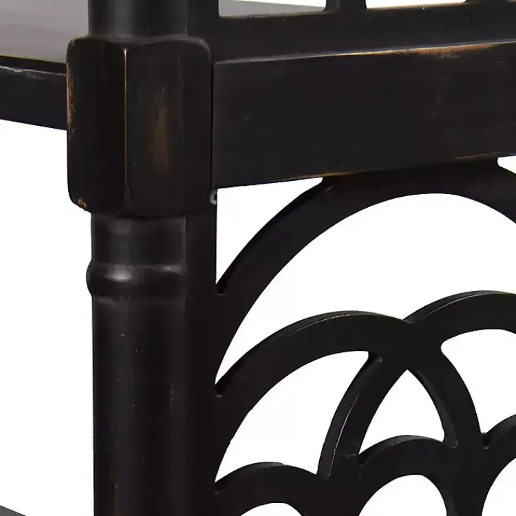 Entryway Furniture-Kirklands Home Open Shelf Cathedral Ends Console Table Black