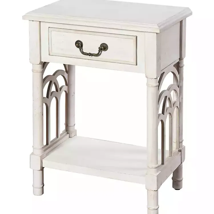 Accent & End Tables-Kirklands Home 1-Drawer Cathedral Sides Accent Table White