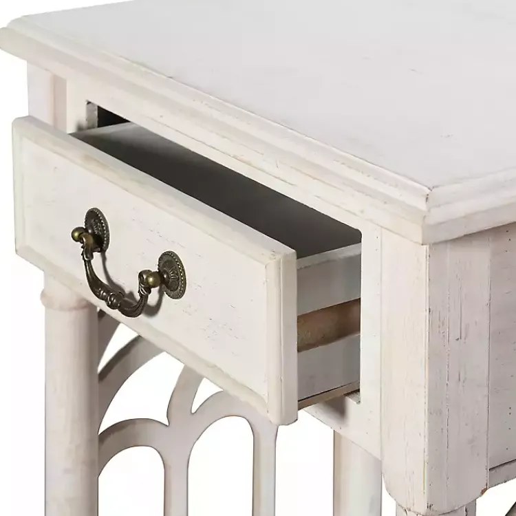 Accent & End Tables-Kirklands Home 1-Drawer Cathedral Sides Accent Table White