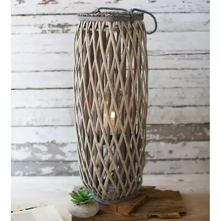 Outdoor Lighting-Kirklands Home Willow Oval Lantern, 28 in. Gray