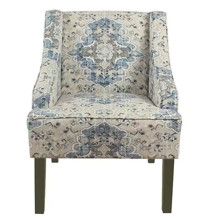 Accent Chairs-Kirklands Home Antiqued Medallion Swoop Arm Accent Chair Blue