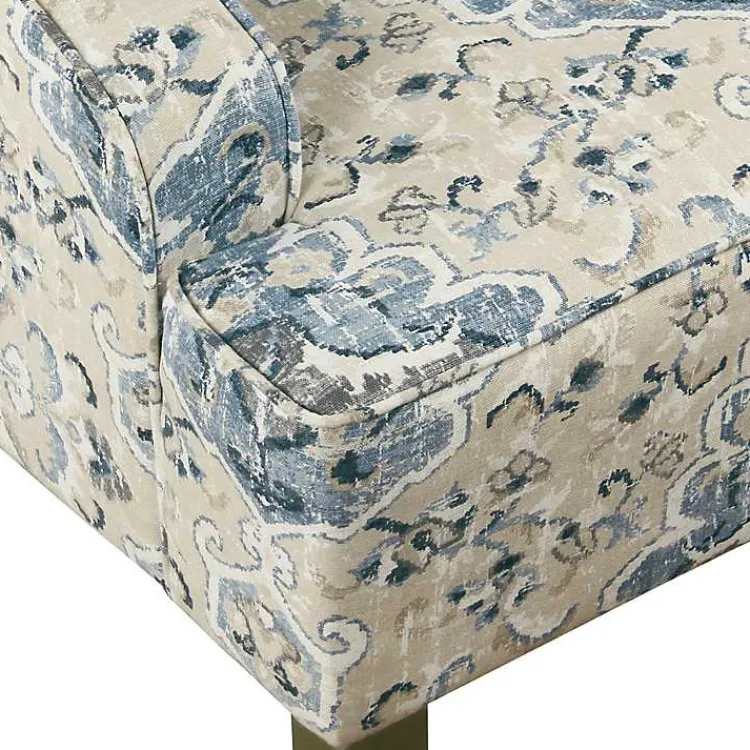 Accent Chairs-Kirklands Home Antiqued Medallion Swoop Arm Accent Chair Blue
