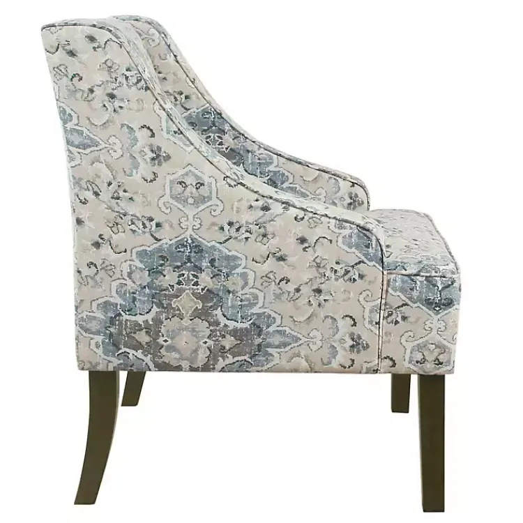 Accent Chairs-Kirklands Home Antiqued Medallion Swoop Arm Accent Chair Blue