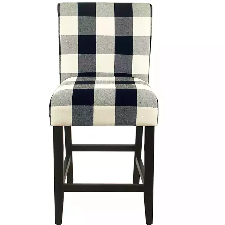 Bar Stools & Counter Height Stools-Kirklands Home Black and White Buffalo Check Counter Stool