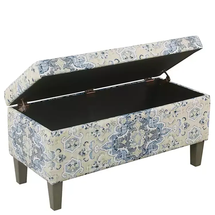 Benches & Ottomans-Kirklands Home Decorative Antique Storage Bench Blue