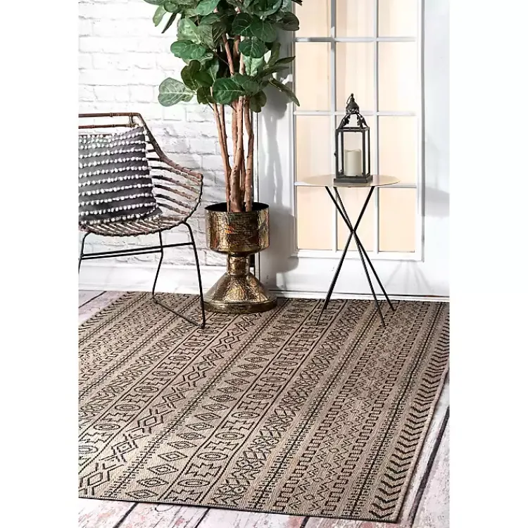 Outdoor Rugs-Kirklands Home Jamie Outdoor Area Rug, 5x7 Brown