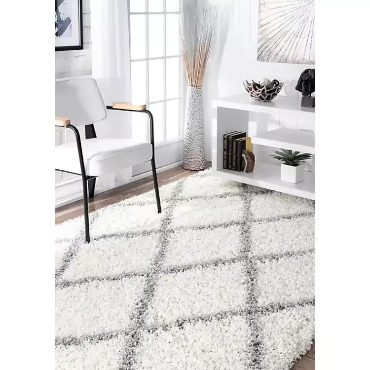 Area Rugs-Kirklands Home Shanna Diamond Area Rug, 8x10 White