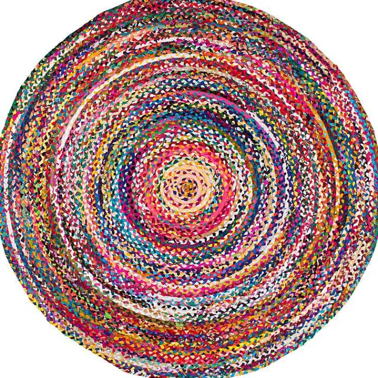 Area Rugs-Kirklands Home Cotton Braided Tammara Round Area Rug, 6 ft. Multi