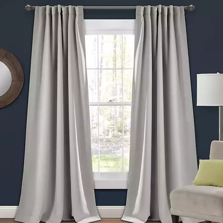 Curtains & Drapes-Kirklands Home Light Blackout Curtain Panel Set, 84 in. Gray