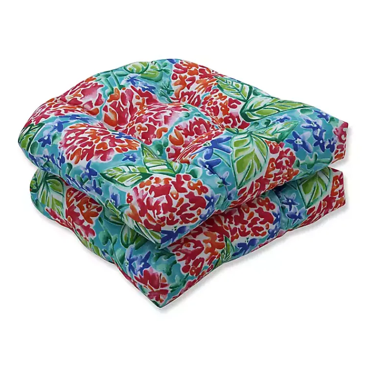 Outdoor Cushions & Pillows-Kirklands Home Garden Blooms Wicker Seat Cushions, Set of 2 Multi