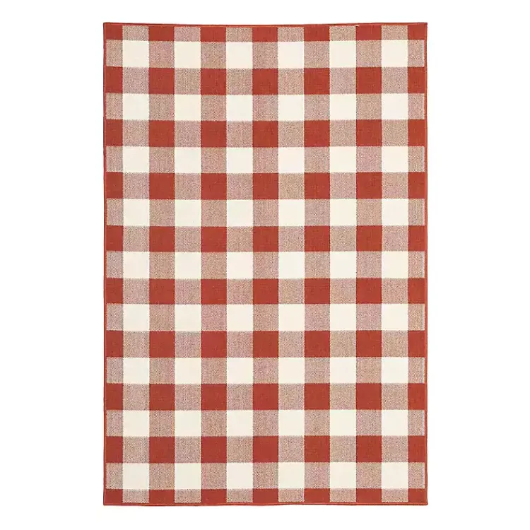 Outdoor Rugs-Kirklands Home Buffalo Check Outdoor Area Rug, 5x7 Red