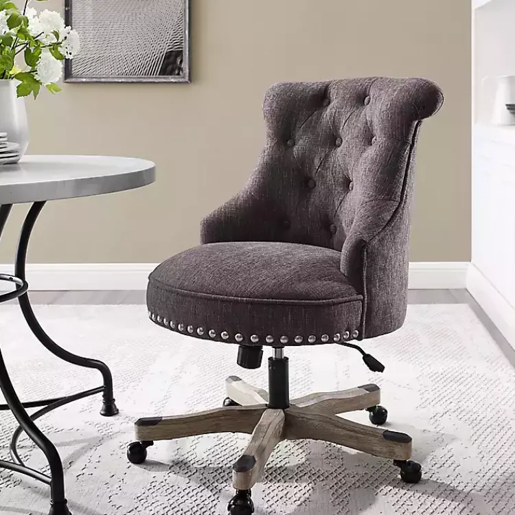 Office Furniture-Kirklands Home Charcoal Miller Tufted Office Chair Gray