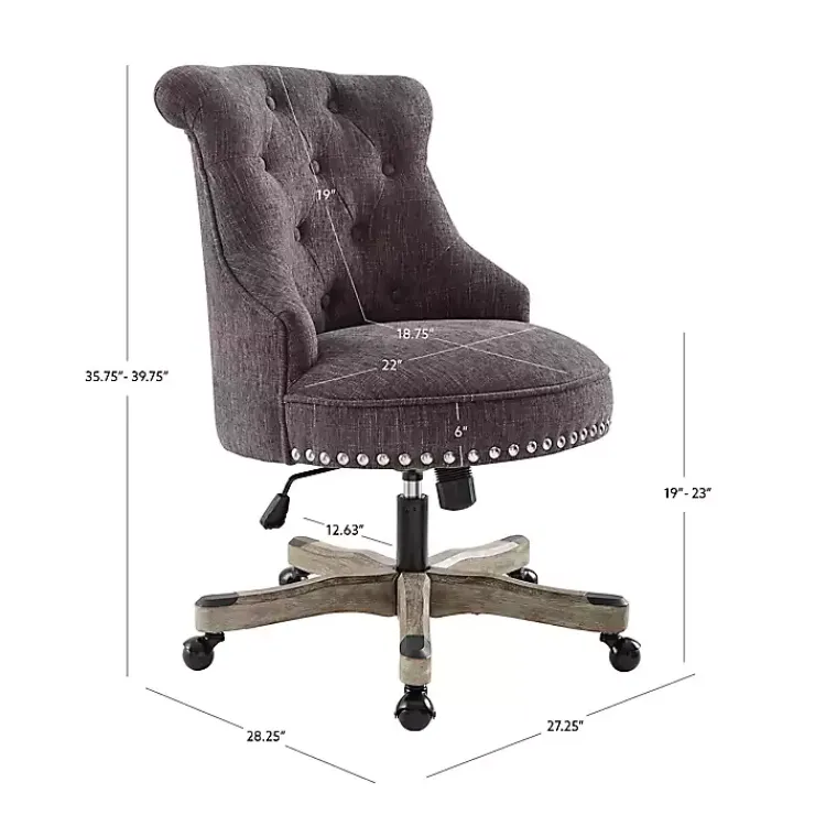 Office Furniture-Kirklands Home Charcoal Miller Tufted Office Chair Gray
