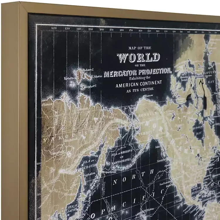 Framed Art-Kirklands Home World Map on Black Framed Art Print