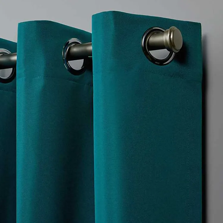 Outdoor Curtains-Kirklands Home Teal Nicole Outdoor Curtain Panel Set, 108 in. Blue