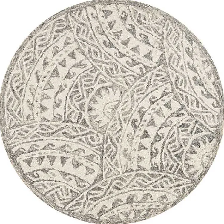 Area Rugs-Kirklands Home Geometric Round Waves Area Rug, 6 ft.