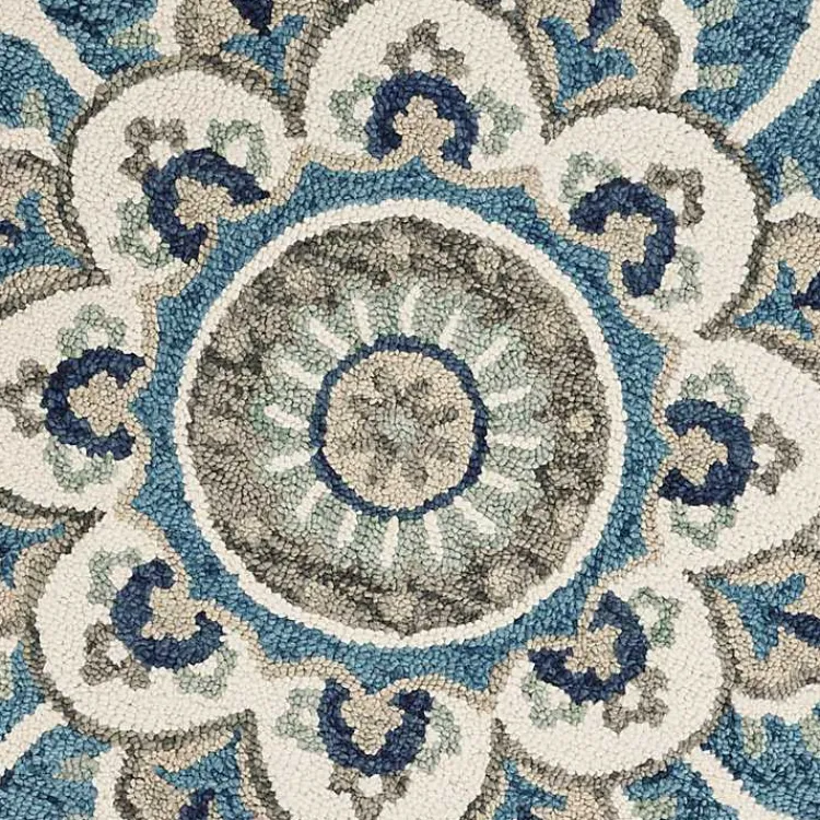 Area Rugs-Kirklands Home Floral Round Edged Area Rug, 6 ft.