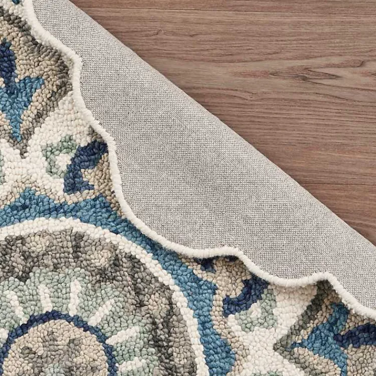 Area Rugs-Kirklands Home Floral Round Edged Area Rug, 6 ft.