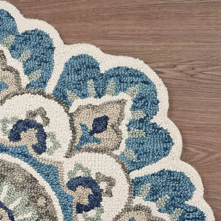 Area Rugs-Kirklands Home Floral Round Edged Area Rug, 6 ft.