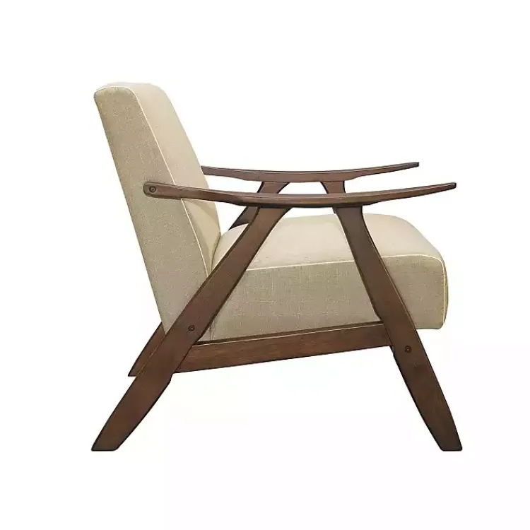 Accent Chairs-Kirklands Home Beige Mid-Century Hazel Wood Frame Accent Chair Tan