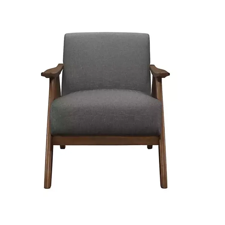 Accent Chairs-Kirklands Home Mid-Century Hazel Wood Frame Accent Chair Gray