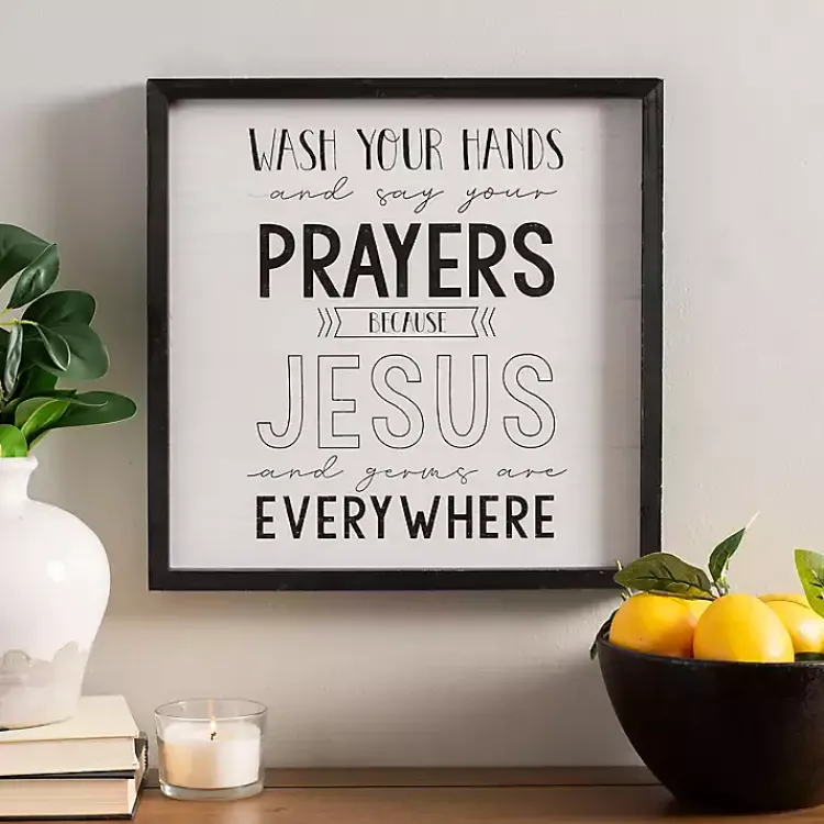 Wall Quotes & Signs-Kirklands Home Black and White Jesus and Germs Plaque