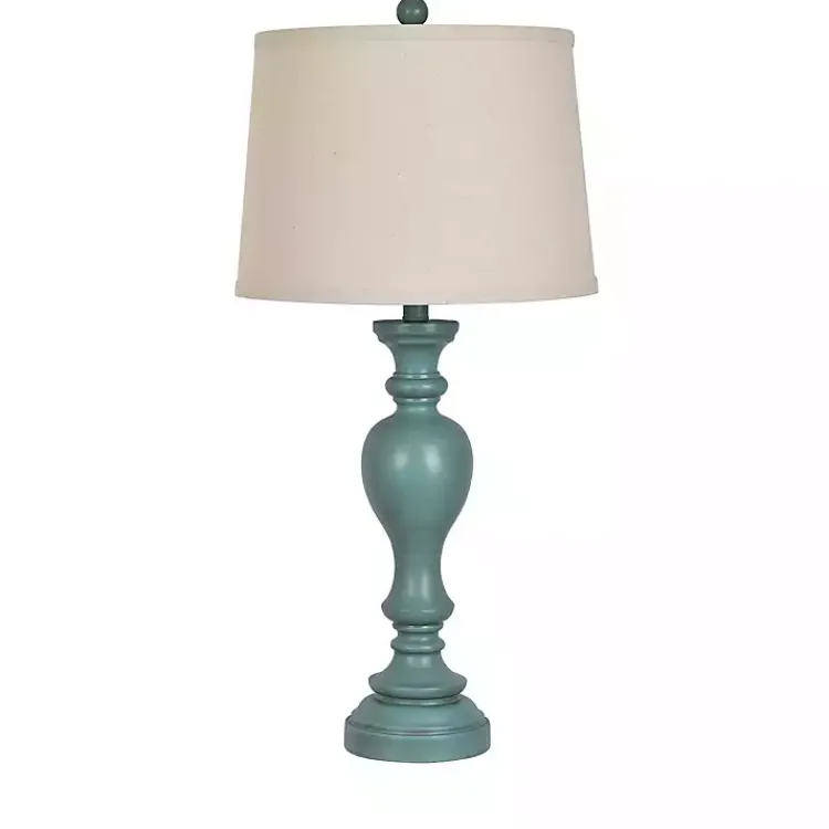 Table Lamps-Kirklands Home Distressed Turquoise Antique Table Lamp Ivory