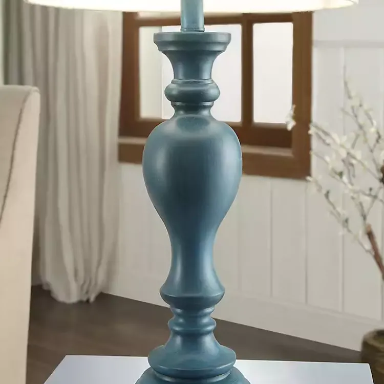 Table Lamps-Kirklands Home Distressed Turquoise Antique Table Lamp Ivory