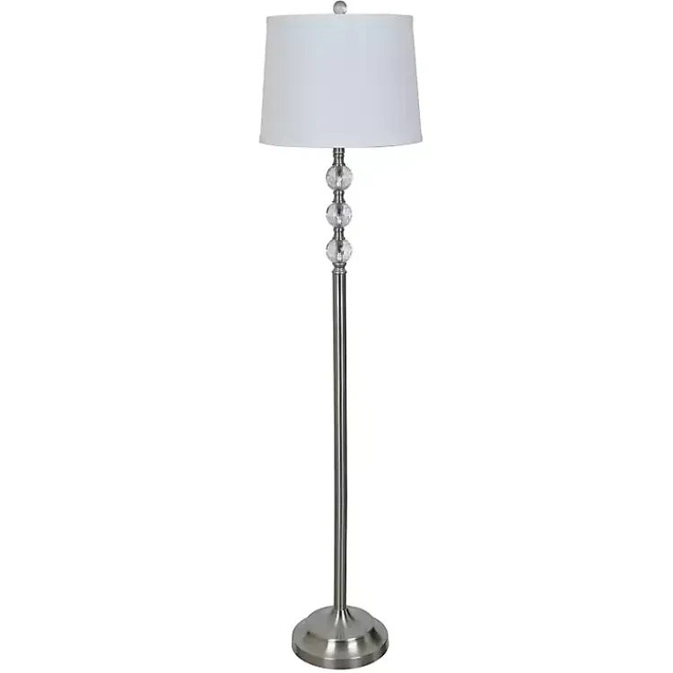 Floor Lamps-Kirklands Home Crystal Spheres Brushed Nickel Floor Lamp White