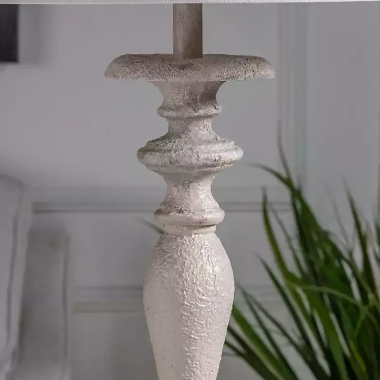 Floor Lamps-Kirklands Home Distressed Taupe Finish Floor Lamp White