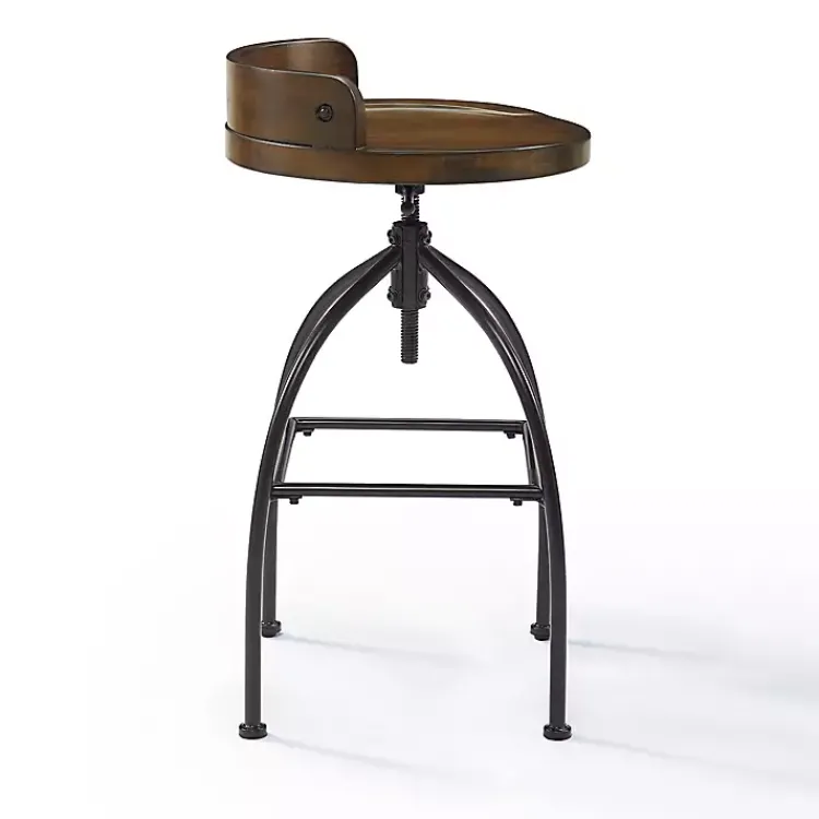 Bar Stools & Counter Height Stools-Kirklands Home Wood Edgar Industrial Adjustable Stool Brown