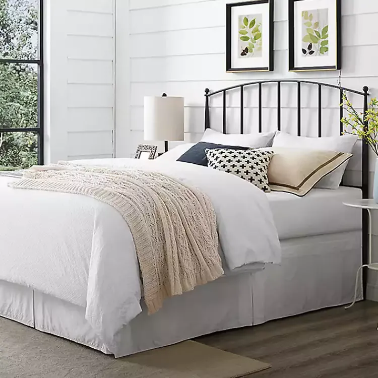 Beds & Headboards-Kirklands Home Whitley Metal Slat Full/Queen Headboard Black