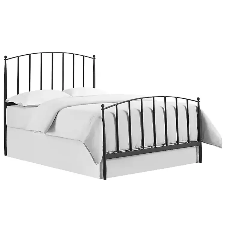 Beds & Headboards-Kirklands Home Whitley Metal Slat Queen Bed Black