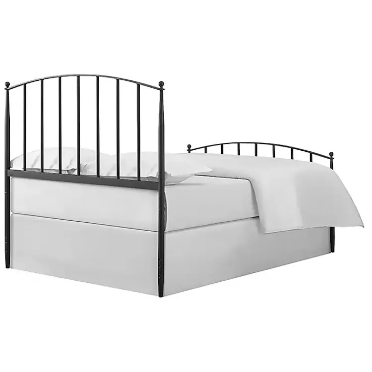Beds & Headboards-Kirklands Home Whitley Metal Slat Queen Bed Black