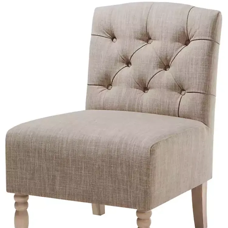 Accent Chairs-Kirklands Home Beige Luna Tufted Armless Accent Chair Gray