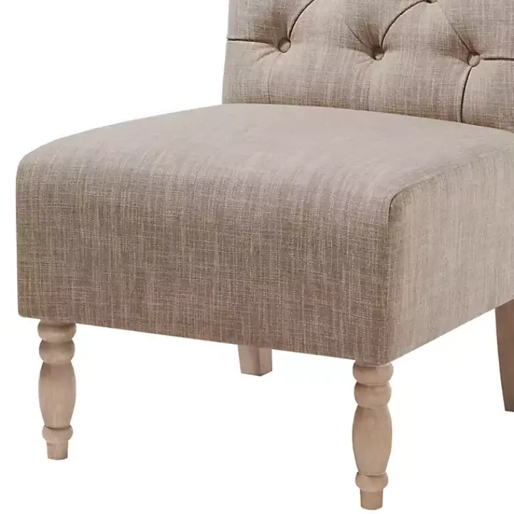 Accent Chairs-Kirklands Home Beige Luna Tufted Armless Accent Chair Gray