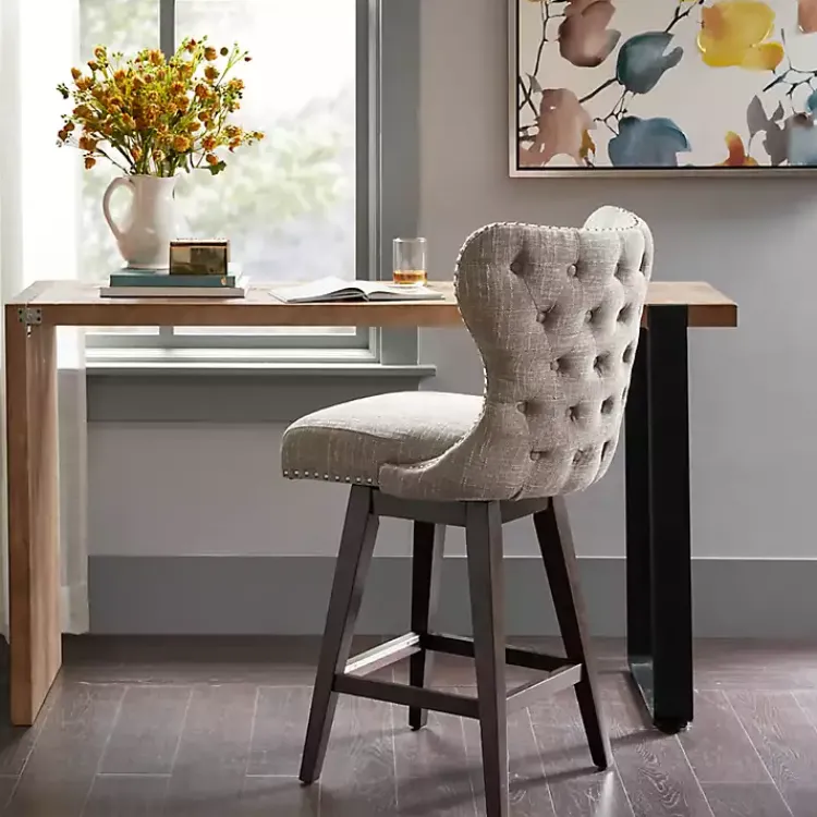 Bar Stools & Counter Height Stools-Kirklands Home Ivey High Wingback Swivel Counter Stool Brown