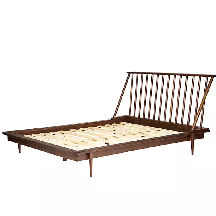 Beds & Headboards-Kirklands Home Walnut Mid-Century Modern Queen Bed Frame Brown