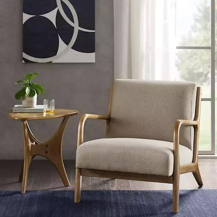 Accent Chairs-Kirklands Home Nolan Sand Mid-Century Accent Chair Tan