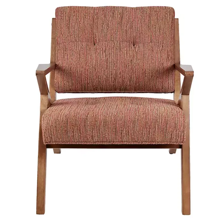 Accent Chairs-Kirklands Home Mid-Century Pecan Finish Accent Chair Orange