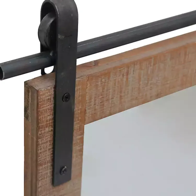 Decorative Mirrors-Kirklands Home Barn Door Mirror with Shelf Brown