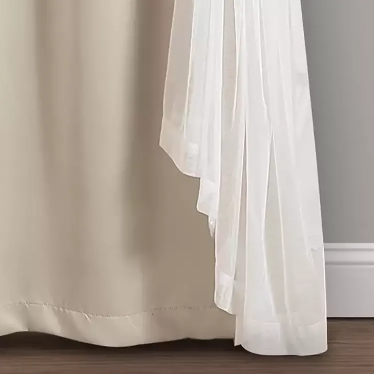 Curtains & Drapes-Kirklands Home Wheat Curtain Panel Set with Overlay, 108 in. Ivory