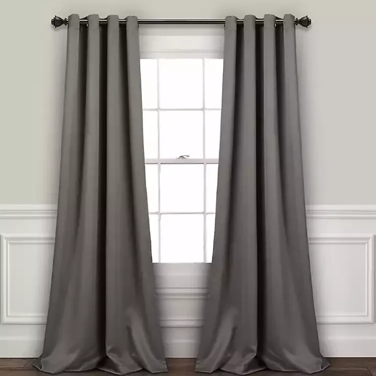 Curtains & Drapes-Kirklands Home Dark Blackout Curtain Panel Set, 120 in. Gray