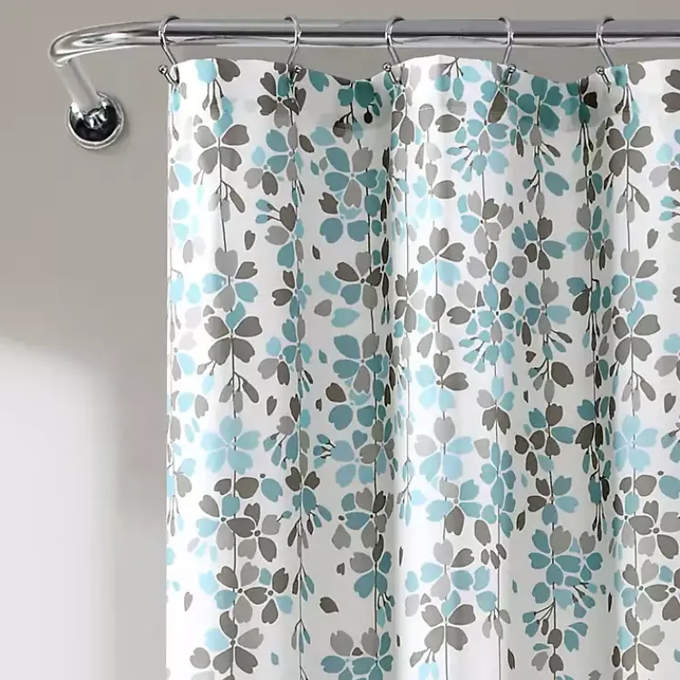 Shower Curtains-Kirklands Home and Gray Weeping Flower Shower Curtain Blue