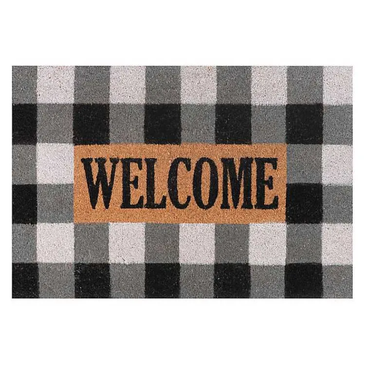 Doormats-Kirklands Home Black and White Buffalo Check Doormat