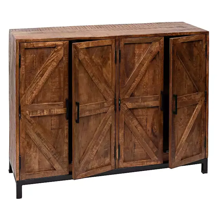 Cabinets & Sideboards-Kirklands Home Austin Warm Wood Farmhouse Cabinet Brown
