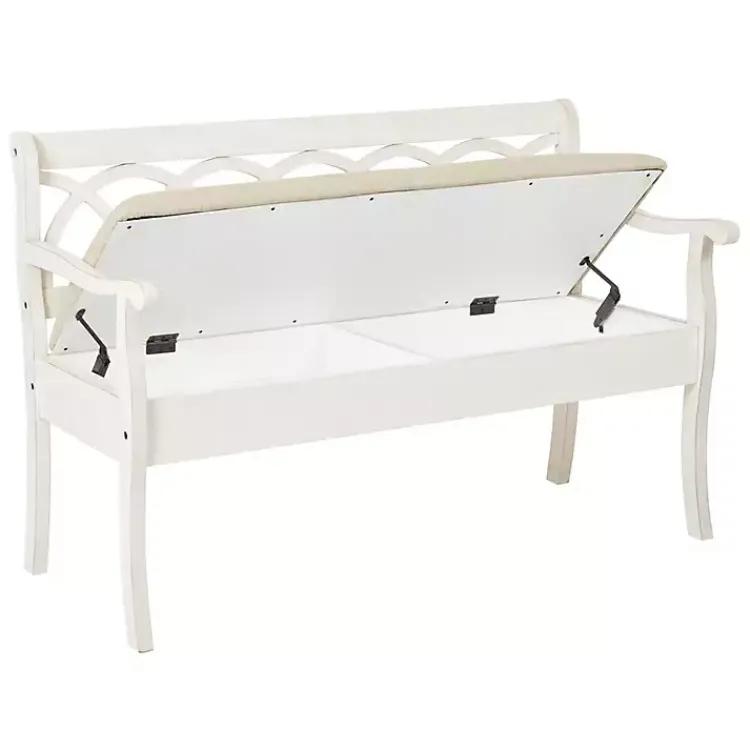 Entryway Furniture-Kirklands Home Off-White Cartland Storage Bench